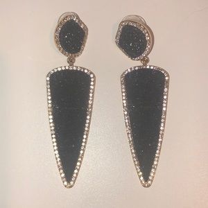 Black and Diamond Cocktail Earrings